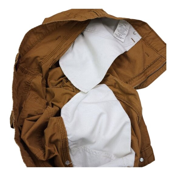 Wrangler Men Brown Workwear Shorts Size 44 Cotton Brown Stains on Front Back Leg - Picture 11 of 12